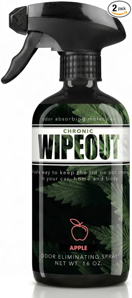 Chronic Wipeout Smoke Odor Eliminator Spray For Strong Odor - Highly Effective for Deodorizing Homes, Clothes, Cars, Office, Hands, & Hair from Smoke Smells - 1 16 oz Bottle Apple Fragrance