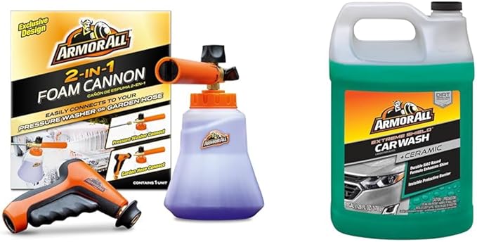 Armor All 2-in-1 Foam Cannon Kit with Ceramic Foaming Car Wash Soap with Extreme Shield (1 Gallon)