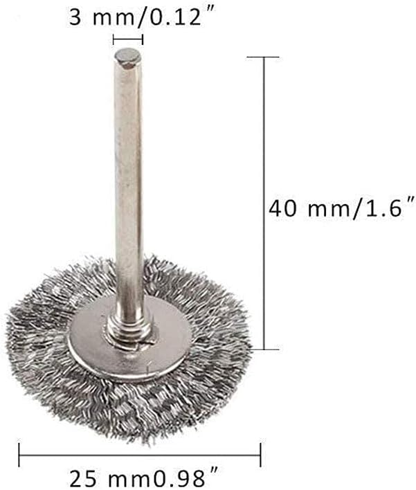 15 Pcs T Shape Stainless Steel Wire Brushes Wheel 1/8'' Mandrel Rust Removed Polishing Wheel for Dremel Rotary Tool