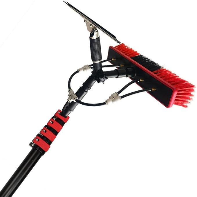 Professal Window Cleaning Kit 17.7 Ft Extendable Pole Streak Free Water Fed Brush System Ideal for Home & Commercial Use Efficient Window Washing Tools