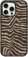 CASETiFY Impact Case for iPhone 16 Pro Max [Slim / 8.2 ft. 4X Military Grade Drop Protection/Compatible with Magsafe] - Zebra-Brown - Clear Black
