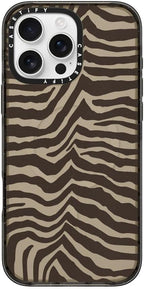 CASETiFY Impact Case for iPhone 16 Pro Max [Slim / 8.2 ft. 4X Military Grade Drop Protection/Compatible with Magsafe] - Zebra-Brown - Clear Black