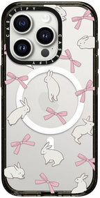 CASETiFY Impact iPhone 15 Pro Case [4X Military Grade Drop Tested / 8.2ft Drop Protection/Compatible with Magsafe] - Rabbit Ribbon - Clear Black