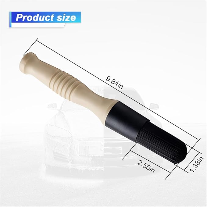 Car Parts Washer Brush, Bullet Head Parts Cleaning Brush for Cleaning Car Interior Exterior, Engine Parts, Wheel Bearing, Boats, Household Grime (Beige/Black)