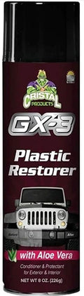 Cristal Products GX-3 Plastic Restorer – Black Plastic Restorer for Cars & Automotive Trim Restorer – Interior Car Cleaner & Exterior Faded Plastic, Vinyl & Rubber Renewer with Aloe Vera (8 fl oz)