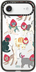 CASETiFY Impact iPhone Air Case [Slim/Compatible with Magsafe / 8.2 ft. 4X Military Grade Drop Protection] - Strawberry Cats - Clear Black