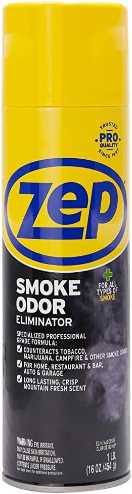 Zep Smoke Odor Eliminator Aerosol Spray - 16 oz. (Pack of 12) ZUSOE16 - Refresh and Deodorize Cannabis, Tobacco, Cigarette, Cigar, and Smoky Air in Homes, Cars, Offices and MORE