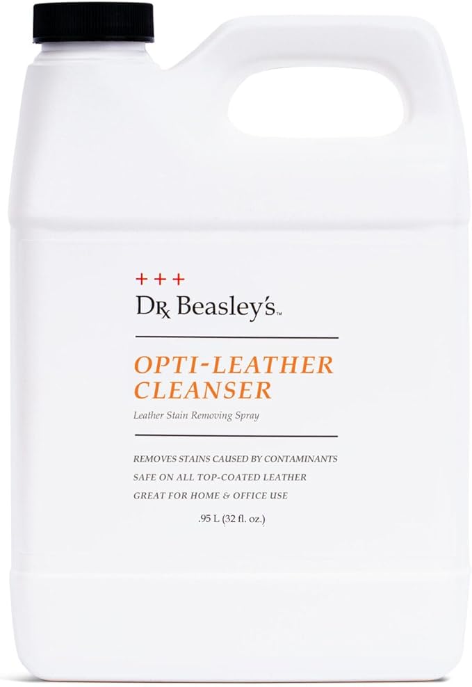 Dr. Beasley's Opti-Leather Cleanser 32 oz - Powerfully Removes Stains & Dye Transfers from Leather Auto Interior, Gentle for Natural Look, Releases Oil & Grease for Easy Removal