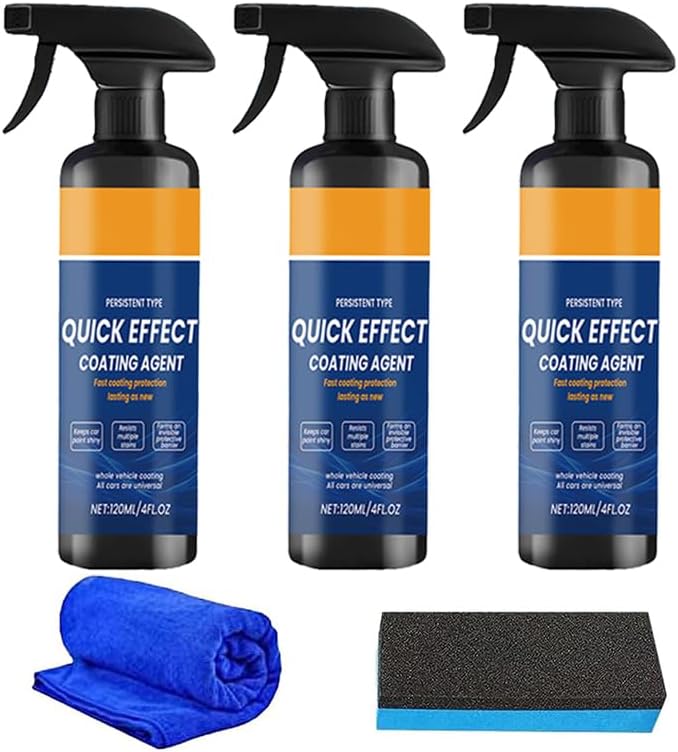 Car Coating Spray, 2026 New Quick Effect Coating Agent for Car, Advanced Car Quick-Acting Coating Agent Spray, Waterless Wash Car Coating Spray for Shine & Protection (3 PCS)