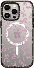 CASETiFY Impact Case for iPhone 15 Pro Max [8.2ft 4X Military Grade Drop Protection/Compatible with Magsafe] - Bows - Clear Black