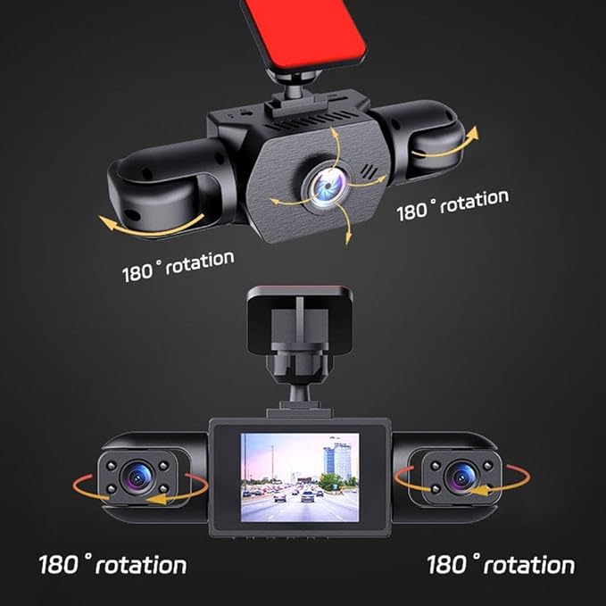 Full View Car Dashcam System, 360° 4 Channel Dash Cam for Cars Front/Rear/Left/Right, 4k Definition 1080p with 32/64/128GB, with Interior Infrared Light Sensor Loop Recording