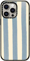 CASETiFY Impact Case for iPhone 15 Pro Max [8.2ft 4X Military Grade Drop Protection/Compatible with Magsafe] - Blue Stripes - Clear Black