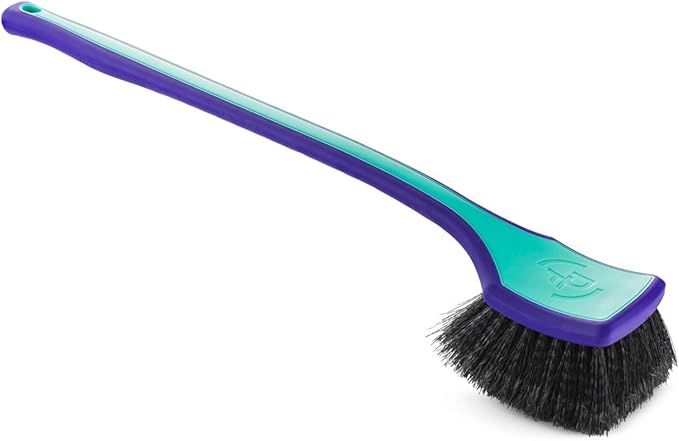 Detail Factory - Fender Well Brush - Ergonomic ProGrip Handle, Stiff Synthetic Bristles, Ergonomic Design, Clean Your Wheel Wells with Ease - Vermijl Aqua/Purple