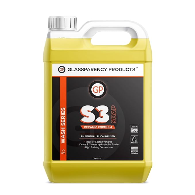 GlassParency S3 Ceramic Silica Soap (1 Gallon) | Ceramic Car Shampoo Cleans & Coats | Hydrophobic Protection | Ceramic Coating Safe Soap