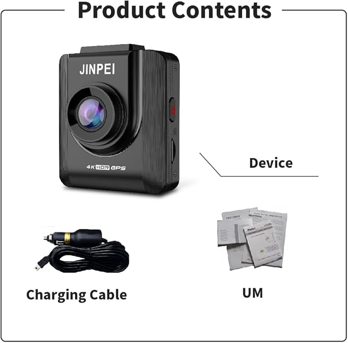 4K Front Dash Cam 64GB Included, GPS Car Dashboard Camera Recorder with UHD 2160P, 2" IPS Screen, 150° Wide Angle, HDR, Night Vision,JD-19BS-4K