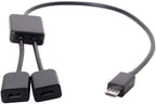 JSER Micro USB 2.0 OTG to Dual Ports Micro USB 2.0 5Pin Female Hub Cable Compatible for Laptop PC & Mouse & Flash Disk
