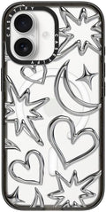 CASETiFY Impact iPhone 17 Case [Slim/Compatible with Magsafe / 8.2 ft. 4X Military Grade Drop Protection] - Chrome Scribbles - Clear Black