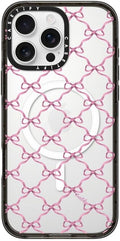CASETiFY Impact iPhone 16 Pro Max Case [Slim/Compatible with Magsafe / 8.2 ft. 4X Military Grade Drop Protection] - Entwined in Ribbon - Clear Black
