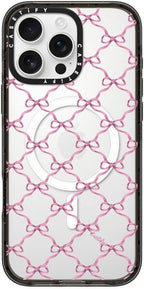CASETiFY Impact iPhone 16 Pro Max Case [Slim/Compatible with Magsafe / 8.2 ft. 4X Military Grade Drop Protection] - Entwined in Ribbon - Clear Black