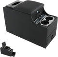 time secret Universal Center Console Between Seat for Minivans, SUVs, Middle Van Console Floor Console Organizer Storage Box (with Locking&Tissue Box Design)
