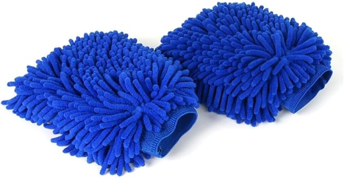 Chenille Microfiber Car Wash Mitt, Scratch Free Reusable Cleaning Glove, Soft Absorbent Auto Detailing Wash Mitt for Car Exterior & Interior – 1 Pack (Blue)