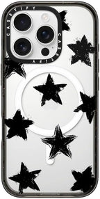 CASETiFY Impact Case for iPhone 16 Pro [Slim / 8.2 ft. 4X Military Grade Drop Protection/Compatible with Magsafe] - Star Marks - Clear Black
