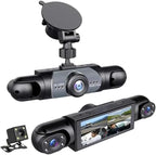 Saker 4 Channel Dash Cam for Cars, 4K Front & 1080P Interior Rear Side Cameras, 360° Full View System with Night Vision, G-Sensor, Parking Mode, Loop Recording (with 64GB SD Card)