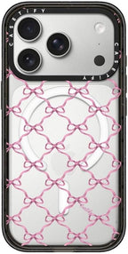 CASETiFY Impact iPhone 17 Pro Case [Slim/Compatible with Magsafe / 8.2 ft. 4X Military Grade Drop Protection] - Entwined in Ribbon - Clear Black