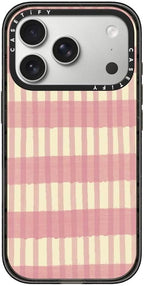CASETiFY Impact iPhone 17 Pro Case [Slim/Compatible with Magsafe / 8.2 ft. 4X Military Grade Drop Protection] - Pink Summer Stripes - Clear Black
