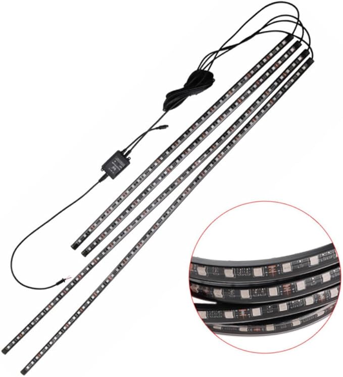 Cabilock Sound Control Car Lighting 7-Color Ambient Lighting Kit for Vehicle Decoration Waterproof LED Strip Lights for Interior and Exterior Use for Parties and Night Drives