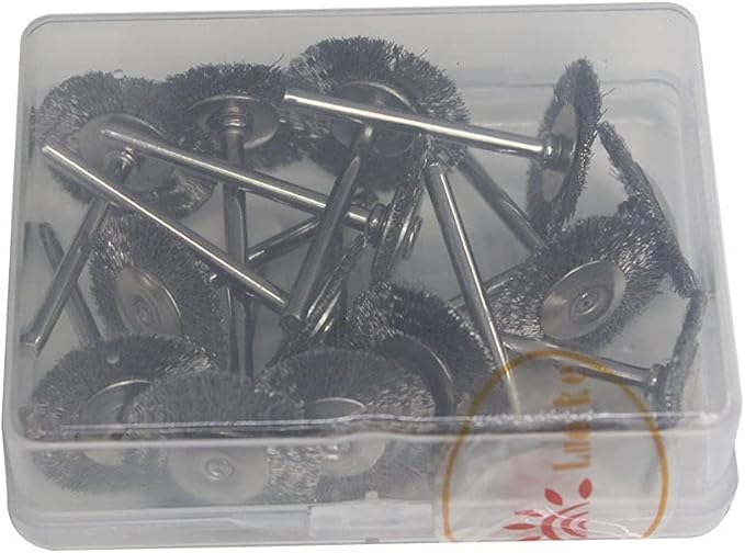 15 Pcs T Shape Stainless Steel Wire Brushes Wheel 1/8'' Mandrel Rust Removed Polishing Wheel for Dremel Rotary Tool