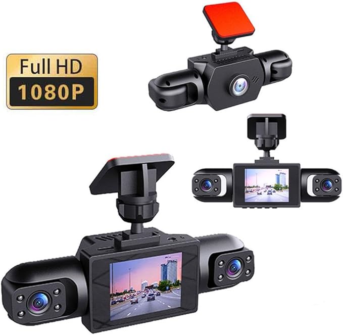 Full View Car Dashcam System, 360° 4 Channel Dash Cam for Cars Front/Rear/Left/Right, 4k Definition 1080p with 32/64/128GB, with Interior Infrared Light Sensor Loop Recording