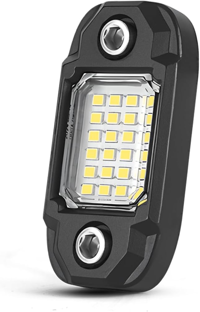 4 Pods White Rock Lights 24 LEDs Chips Waterproof Neon Trail Rig Lamp Underglow Light for Car Truck Motorcycle SUV ATV UTV (White)
