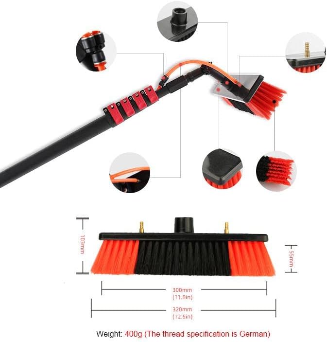 Extendable 5.4m Window Cleaning Brush – Water Fed Telesbrush for Outdoor Use Perfect for Conservatory Roofs Solar Panel & Truck Cleaning Streak-Free Shine.