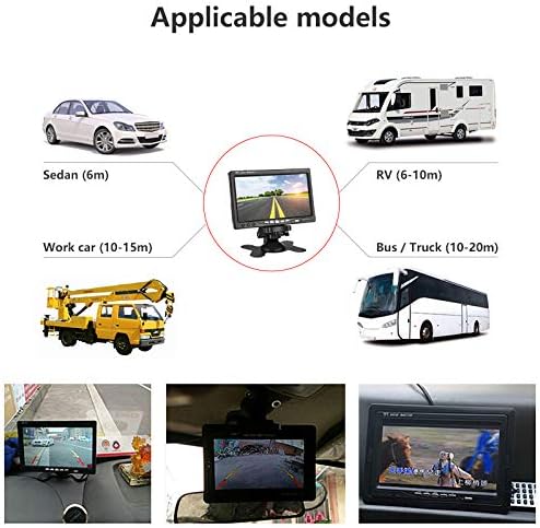 EVERSECU 4pcs Wireless Vehicle Backup Cameras Plus 7" Monitor Parking Assistance System for RV/SUV/Van/Pickup/Truck/Trailer Rear/Side/Front View System Switchable