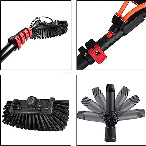 Telescopic Window Cleaning Brush Kit - 18ft Retractable Pole with Water Inlet for Solar Panels & Household Use - Efficient Rotating Glass Cleaner for Easy Reach