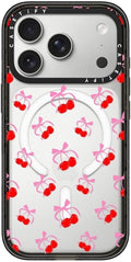 CASETiFY Impact iPhone 17 Pro Case [Slim/Compatible with Magsafe / 8.2 ft. 4X Military Grade Drop Protection] - Cherries Jubilee - Clear Black