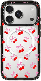 CASETiFY Impact iPhone 17 Pro Case [Slim/Compatible with Magsafe / 8.2 ft. 4X Military Grade Drop Protection] - Cherries Jubilee - Clear Black
