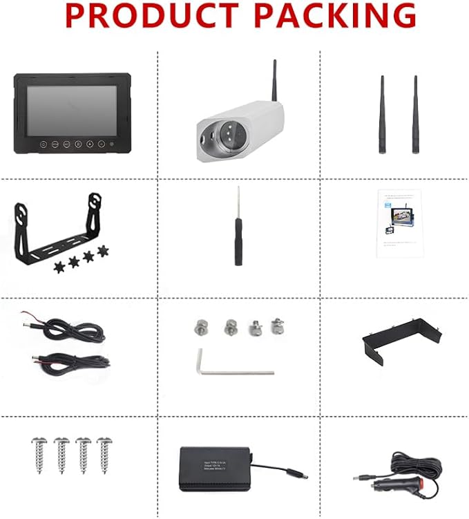 Digital Wireless 7" Monitor Forklift Front View Camera Magnetic 9600mA Battery