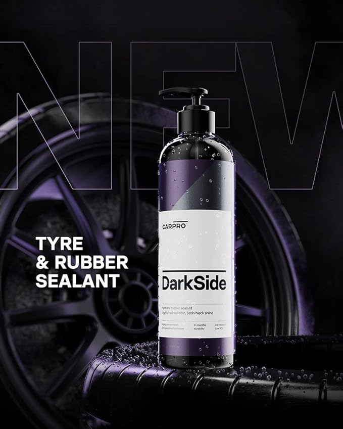 CARPRO DarkSide - Tire & Rubber Sealant, Hydrophobic & Self-Cleaning, Satin Black Shine, UV Protection, Revives Dull Faded Rubber, Ready to Use - 500mL (17oz)