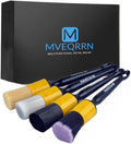 MVEQRRN 4pcs Car Detailing Brush Set, Boars Hair, Ultra Soft, No Scratch, Interior & Exterior, Includes 4 Different Brushes, Ergonomic Design, Multi-use for Vehicle, Bicycle, Motorcycle, Boat