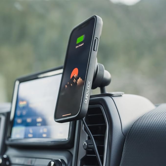 Quad Lock Adhesive Dashboard/Console Car Phone Holder Kit with MAG Wireless Charging Head V2 and MAG Phone Case for iPhone 16