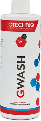 Gtechniq Car Shampoo. Auto W1 GWash Shampoo for Cars. Dirt and Stain Remover Car Cleaning Kit with Pink Grapefruit Fragrance. 100% Biodegradable Foam Cleaner, Wheel Cleaner and Screen Wash - 500ml