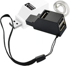 USB 2.0 Splitter,[2 Pack ] 3-Port USB 2.0 Hub High Speed Splitter, USB Splitter Adapter Portable for PC, Laptop -White Black