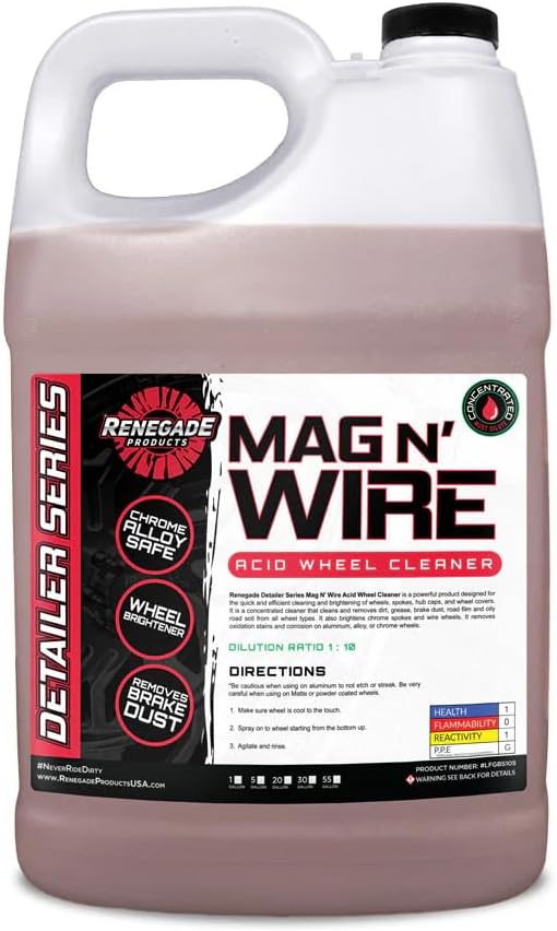 Renegade Products Mag N’ Wire - Professional Acid Wheel Cleaner | Removes Brake Dust, Rust & Oxidation | Brightens Chrome, Aluminum & Mag Wheels (1 GALLON)