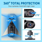 【128GB-New Launch Special】 Saker 4 Channel Dash Cam for Cars, 4K Front & 1080P Interior Rear Side Cameras, 360° Full View System with Night Vision, Parking Mode, Loop Recording (with 128GB SD Card)