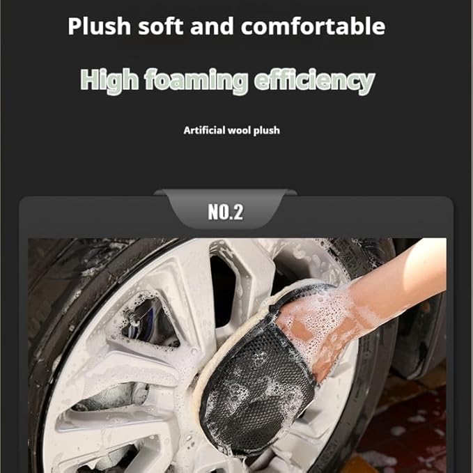 1 Pair Wool Car Wash Gloves Scrubbing Waxing Gloves Cleaning Polishing Automotive Products Plush