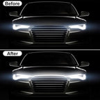 Car Hood Light Strip with Turn Signal, 71 Inches Flexible Exterior Car LED Strip Lights Waterproof Car Hood Light Daytime Running Light Strip for Cars, Trucks (White)