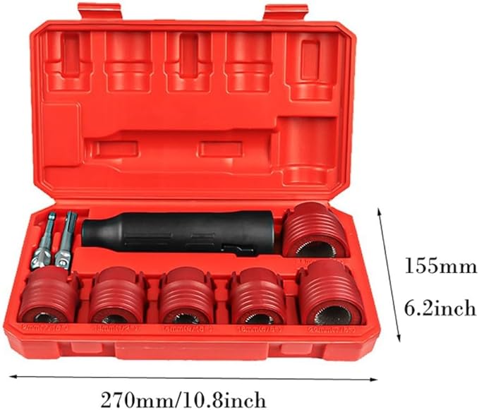 9-Piece Car Wheel Stud Cleaner Tool Set, Rust Removal Brush for 12-28mm Nuts, Drill Attachment for Impact Driver Use