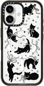 CASETiFY Impact Case for iPhone 16 [8.2ft 4X Military Grade Drop Protection/Compatible with Magsafe] - Black Cat - Clear Black